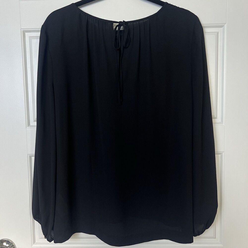 J. Crew Long Sleeve Sheer Black Blouse Size 6 - Picture 3 of 4